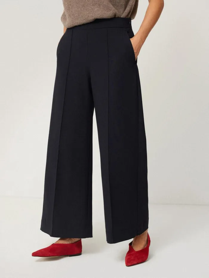 Modern Crepe Sailor Trouser Navy Women Jigsaw Trousers