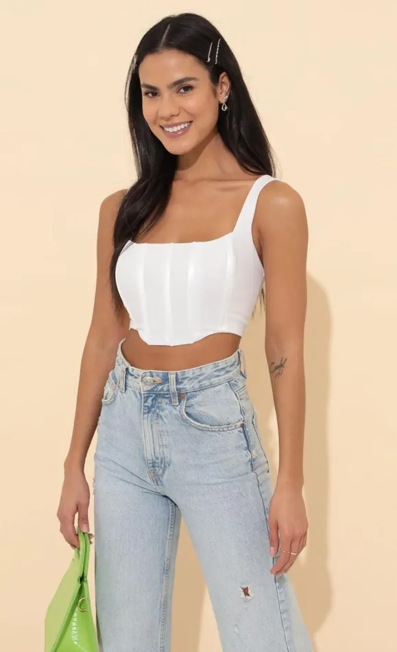 Morgan Corset Top White Women LUCY IN THE SKY Tops
