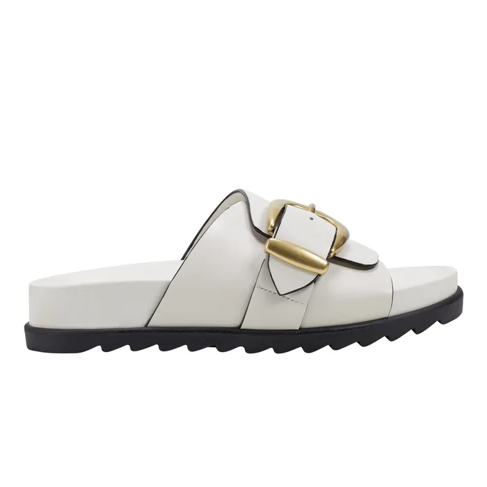 Mules and Slides Women Marc Fisher Hattie Footbed Slide Sandal Chic Cream