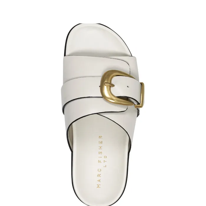 Mules and Slides Women Marc Fisher Hattie Footbed Slide Sandal Chic Cream