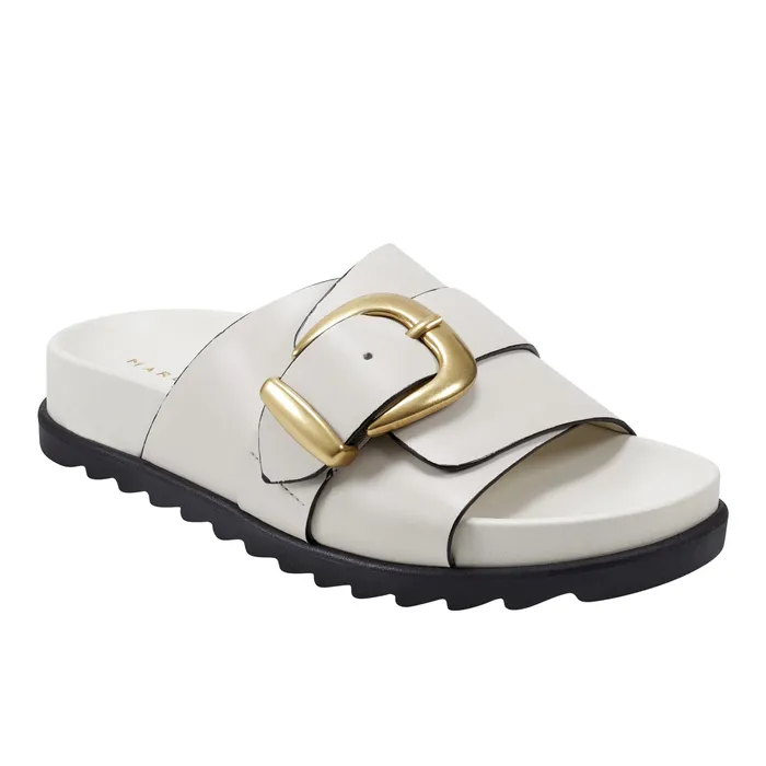 Mules and Slides Women Marc Fisher Hattie Footbed Slide Sandal Chic Cream