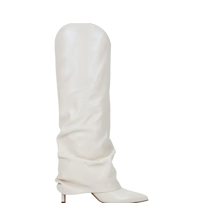 Nairine Foldover Dress Boot White Leather Dress Boots Marc Fisher Women