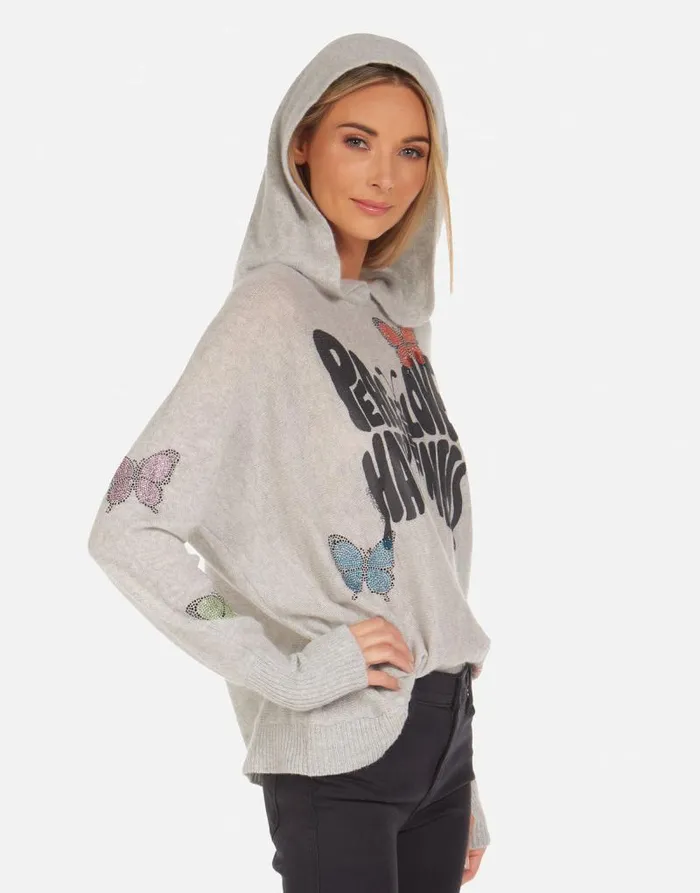 Namiko Crystal Love Butterfly Heather Grey Women Lauren Moshi Sweaters and Knits