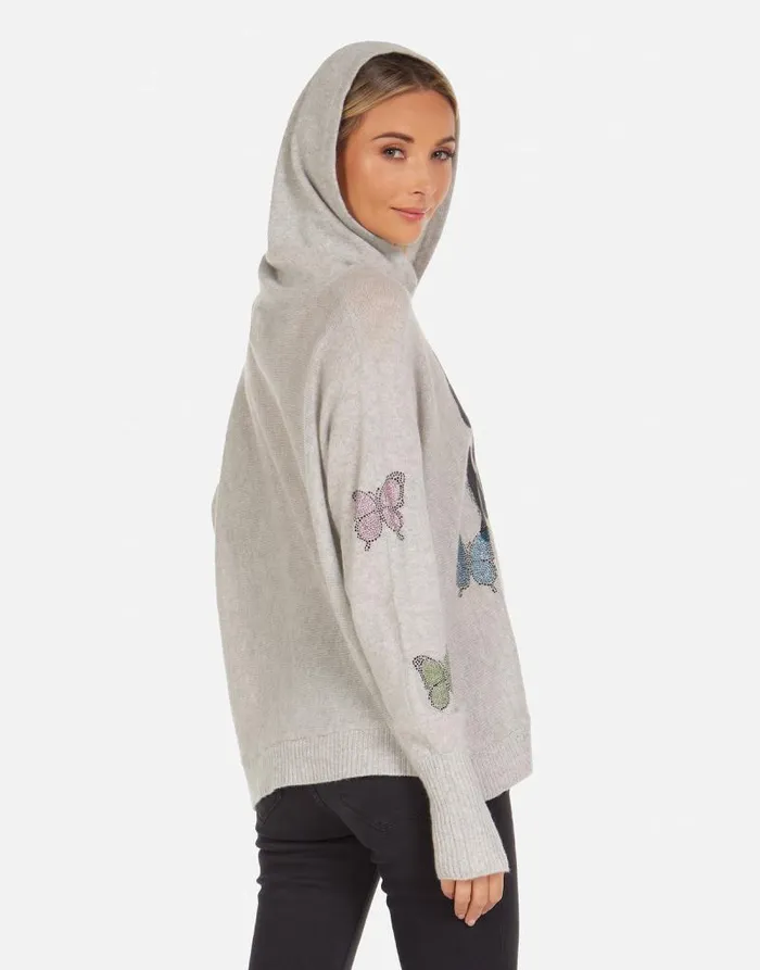 Namiko Crystal Love Butterfly Heather Grey Women Lauren Moshi Sweaters and Knits