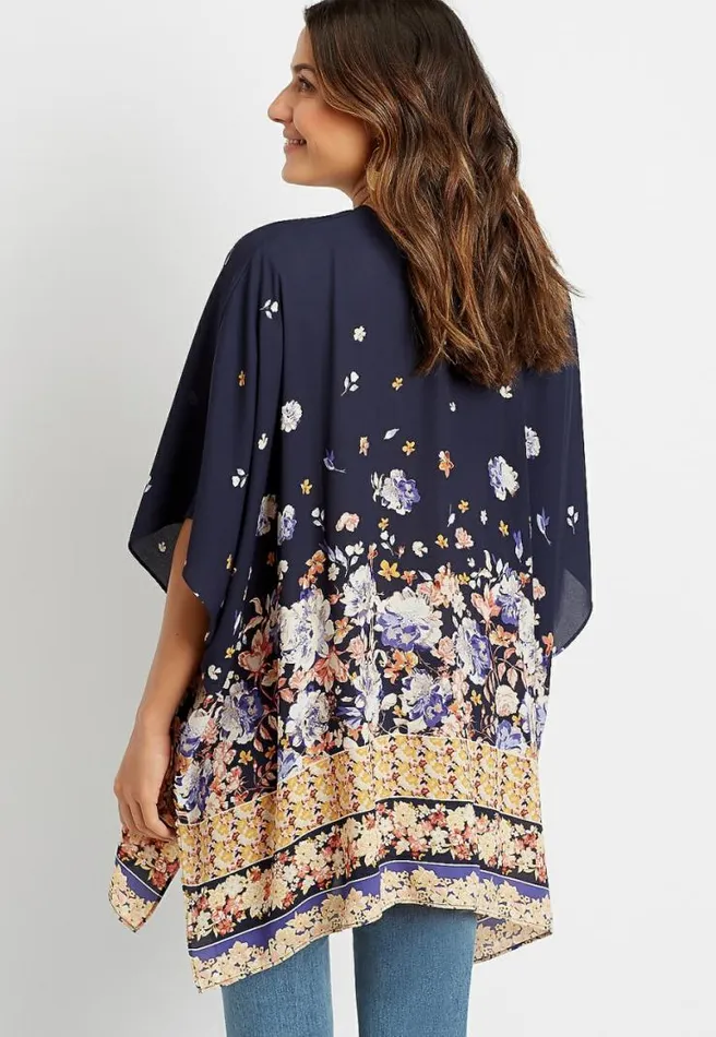Navy Floral Ruana Women Maurices Tops