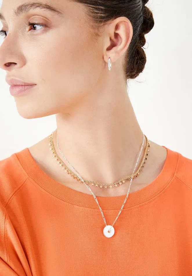 Necklaces Women Hush Makri Coin Hoop Necklace Silver