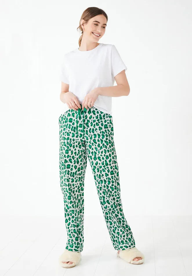 Nightwear Women Hush Elsa Printed Pyjama Trousers Leopardgreen Shadow