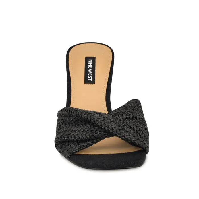 Nikhil Twist Wedge Sandals Black Raffia Women Nine West Sandals Nikhil Twist Wedge Sandals Black Raffia Women Nine West Sandals