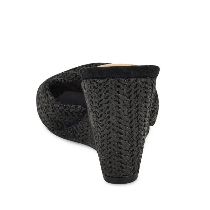 Nikhil Twist Wedge Sandals Black Raffia Women Nine West Sandals Nikhil Twist Wedge Sandals Black Raffia Women Nine West Sandals