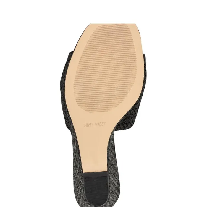 Nikhil Twist Wedge Sandals Black Raffia Women Nine West Sandals Nikhil Twist Wedge Sandals Black Raffia Women Nine West Sandals