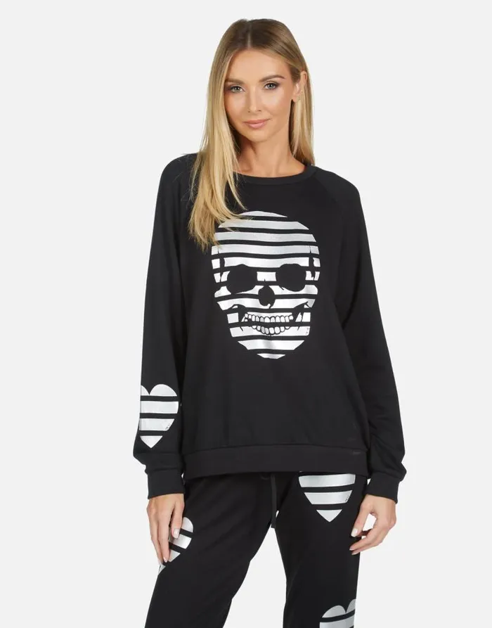 Noleta Stripe Skull Black Women Lauren Moshi Long Sleeve