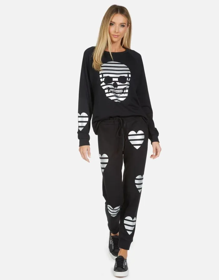 Noleta Stripe Skull Black Women Lauren Moshi Long Sleeve