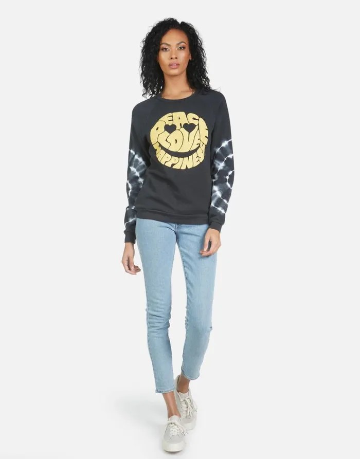 Noleta Text Happy Face Lunar Eclipse Women Lauren Moshi Long Sleeve