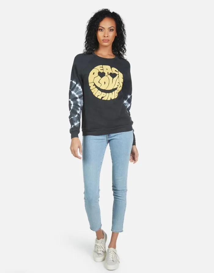 Noleta Text Happy Face Lunar Eclipse Women Lauren Moshi Long Sleeve