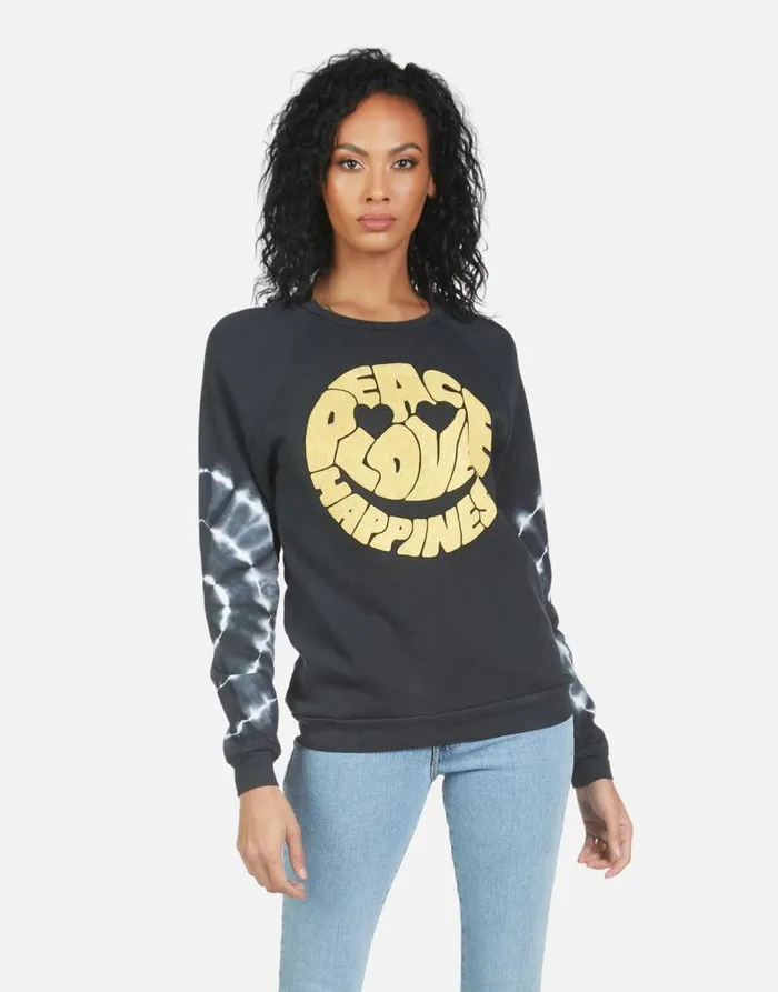 Noleta Text Happy Face Lunar Eclipse Women Lauren Moshi Long Sleeve