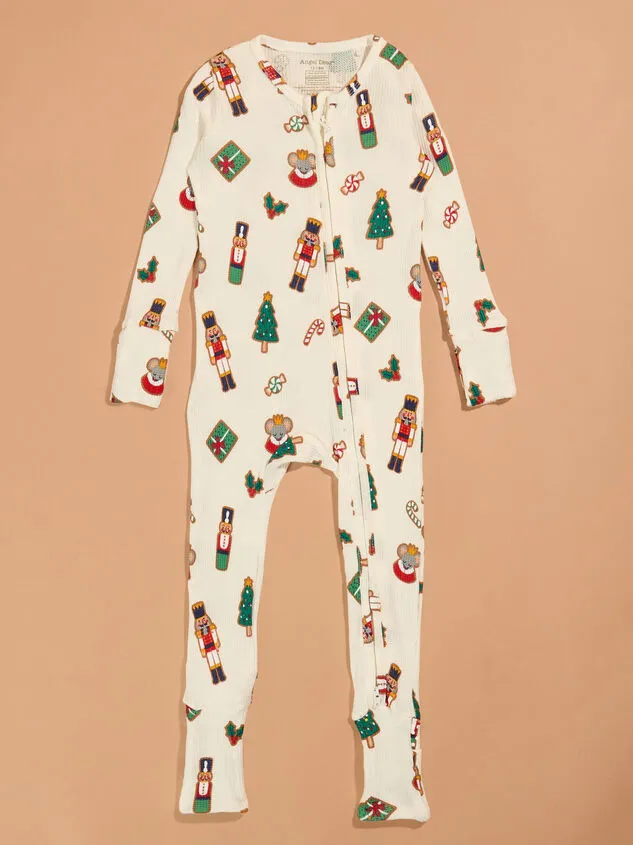 Nutcracker Cookie Waffle Knit Sleeper White BoyGender Neutral Altar039d State Sleepwear