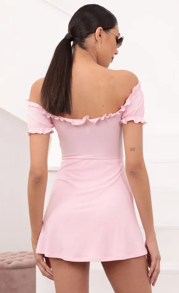 Off Shoulder Dress Pink Women LUCY IN THE SKY Mini Dresses Off Shoulder Dress Pink Women LUCY IN THE SKY Mini Dresses