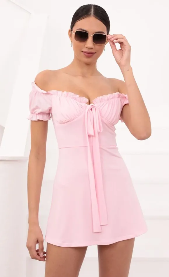 Off Shoulder Dress Pink Women LUCY IN THE SKY Mini Dresses Off Shoulder Dress Pink Women LUCY IN THE SKY Mini Dresses
