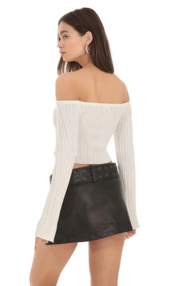 Off Shoulder Knit Top Cream Women LUCY IN THE SKY Tops Off Shoulder Knit Top Cream Women LUCY IN THE SKY Tops