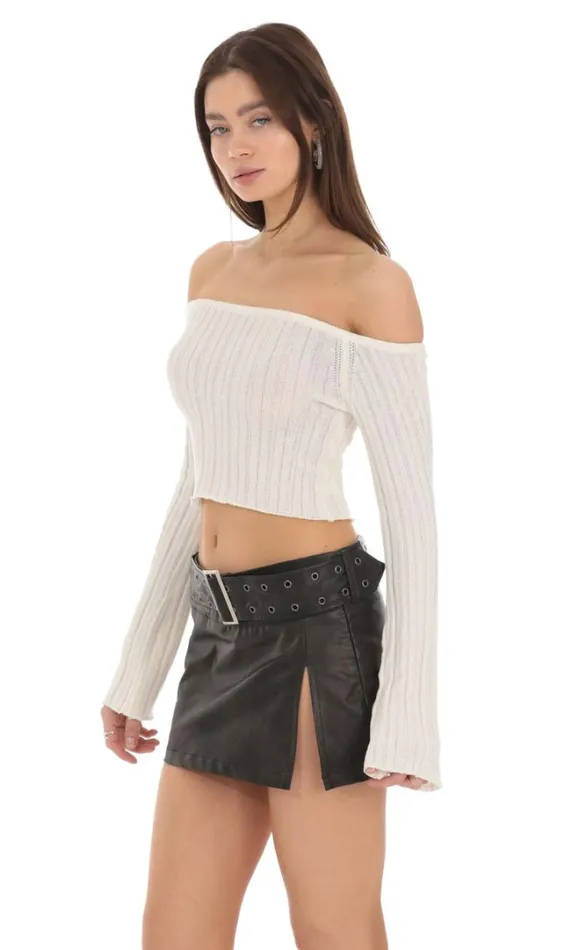 Off Shoulder Knit Top Cream Women LUCY IN THE SKY Tops Off Shoulder Knit Top Cream Women LUCY IN THE SKY Tops