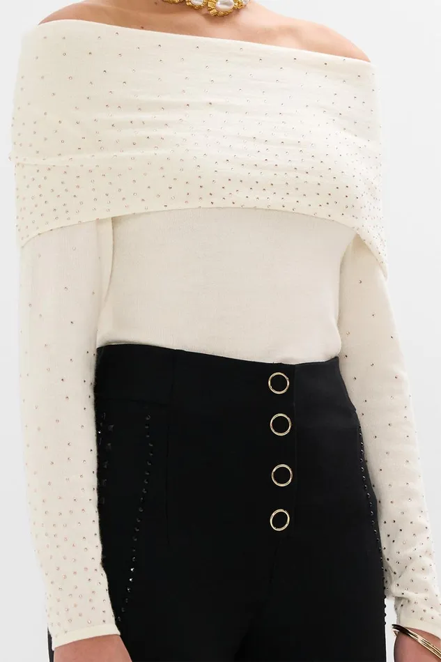 OFF SHOULDER KNIT TOP ETCHED INTO ETERNITY Etched Into Eternity Womens Camilla Knitwear