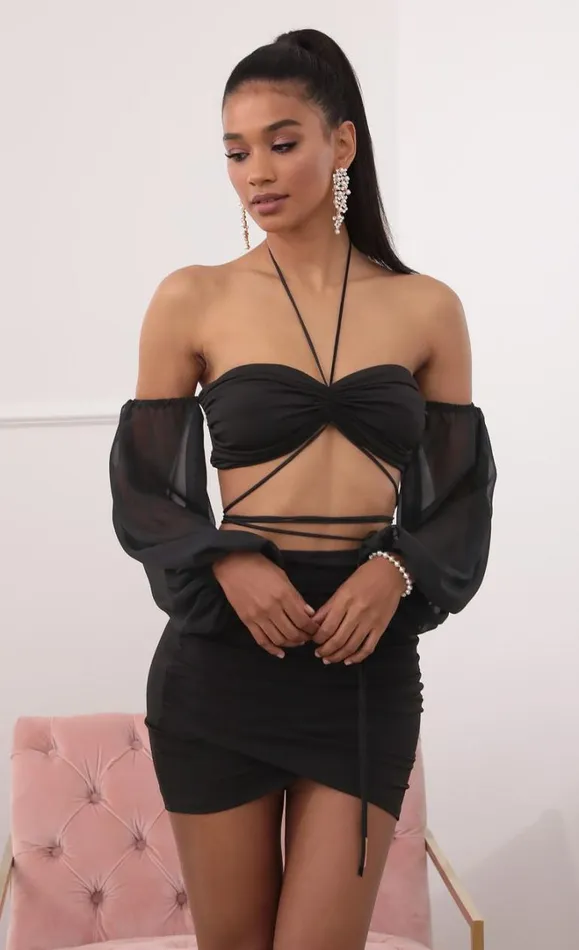 OfftheShoulder Two Piece Long Sleeve Set Black Women LUCY IN THE SKY TwoPiece Sets OfftheShoulder Two Piece Long Sleeve Set Black Women LUCY IN THE SKY TwoPiece Sets