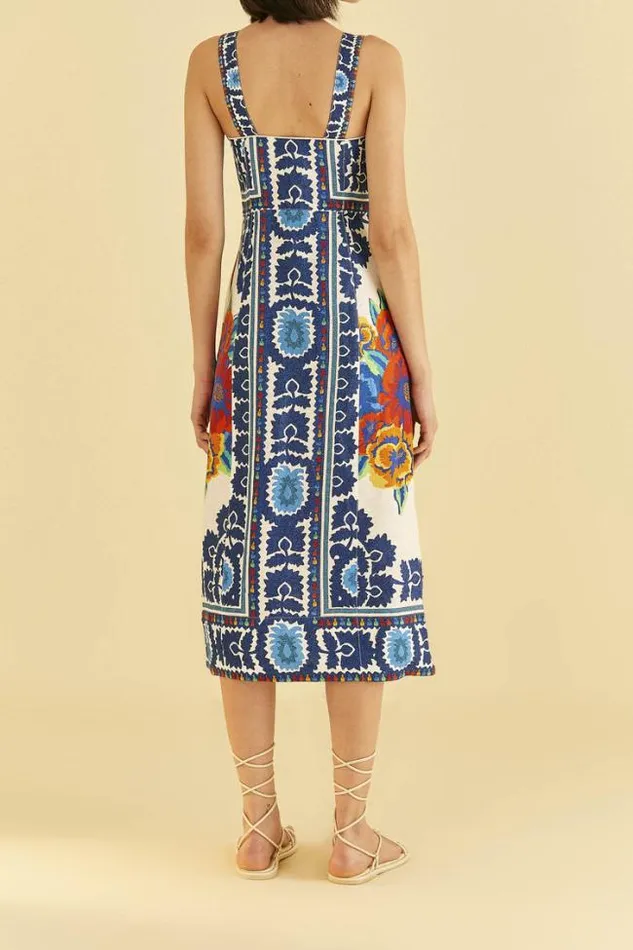 OffWhite Flower Tapestry Midi Dress Women FARM Rio Midi Dresses