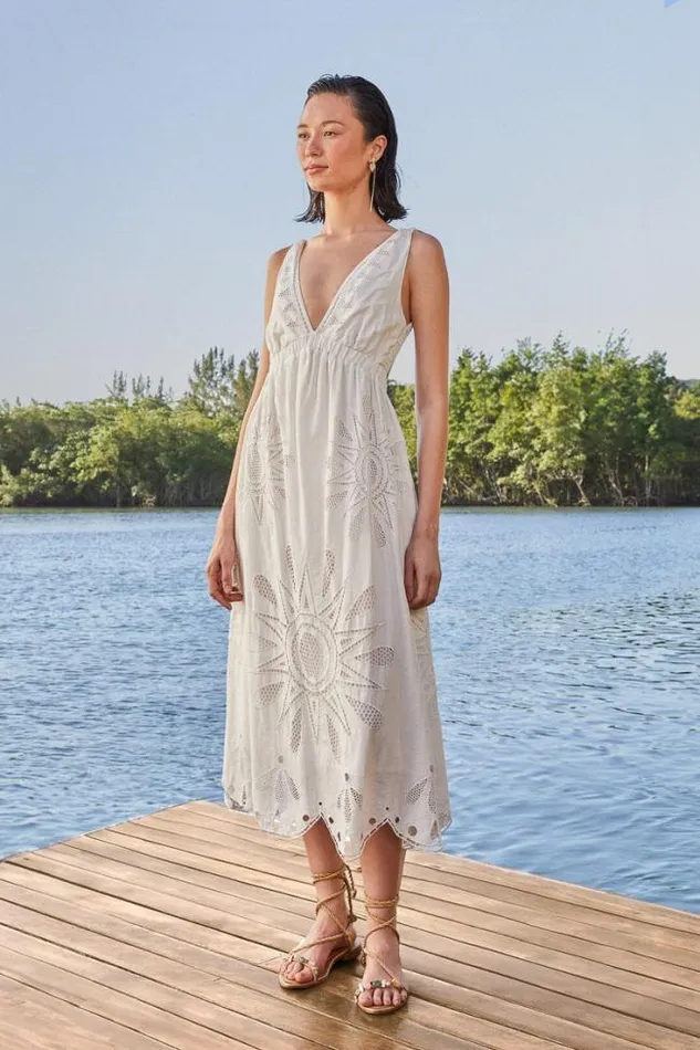 OffWhite Maxi Richelieu Lenzing Ecovero Euroflax Maxi Dress Women FARM Rio Maxi Dresses