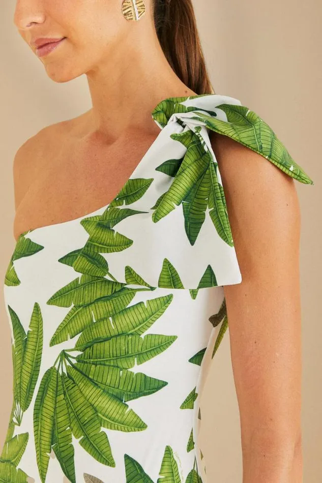 OffWhite Palm Fan One Piece Swimsuit Women FARM Rio OnePiece Swimsuits