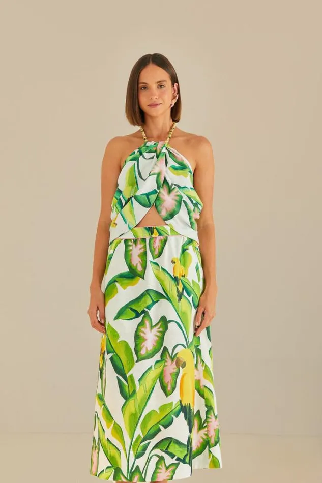 OffWhite Summer Foliage Skirt Women FARM Rio Skirts