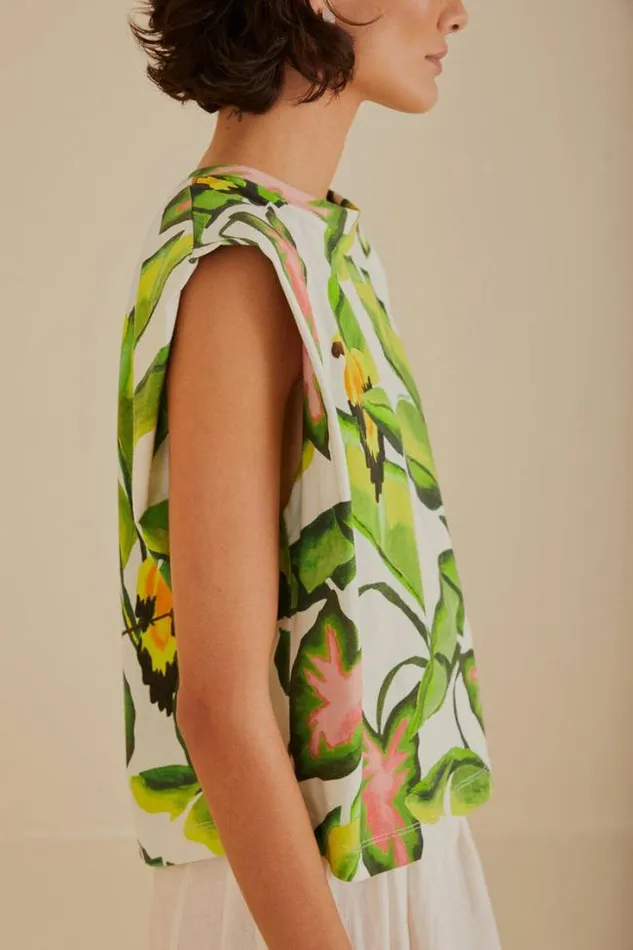 OffWhite Summer Foliage TShirt Women FARM Rio Tshirts