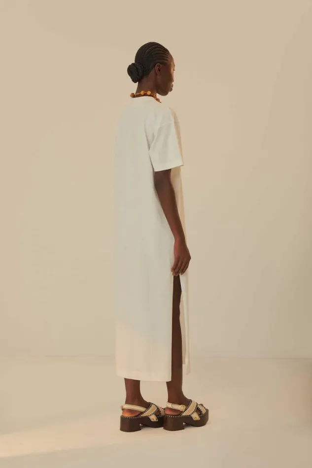 OffWhite Tropical Organic Cotton TShirt Dress Women FARM Rio Mini Dresses