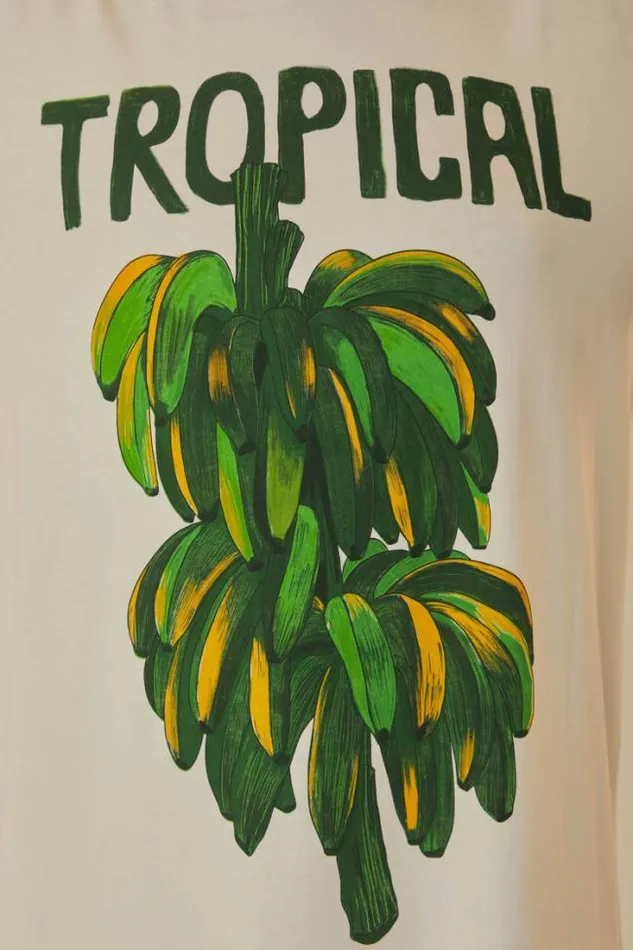 OffWhite Tropical Organic Cotton TShirt Dress Women FARM Rio Mini Dresses