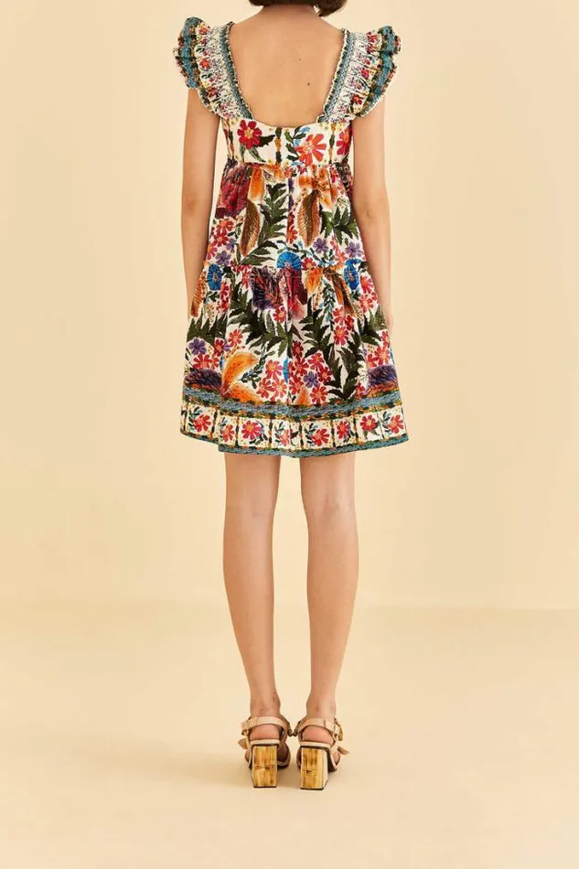 OffWhite Tropical Yard Sleeveless Mini Dress Women FARM Rio Mini Dresses