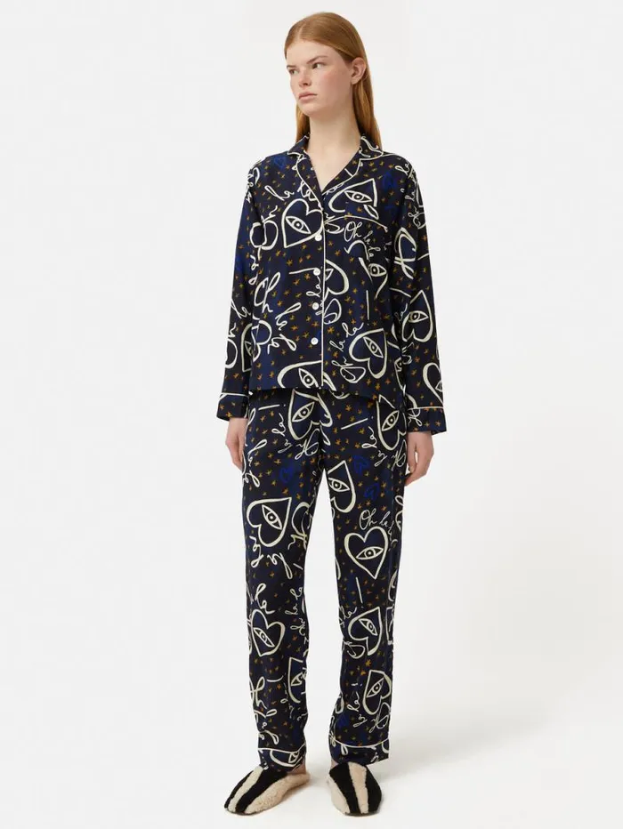 Oh La La Modal Pyjama Navy Women Jigsaw Pyjamas and Loungewear