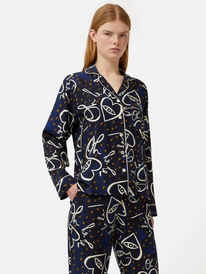 Oh La La Modal Pyjama Navy Women Jigsaw Pyjamas and Loungewear