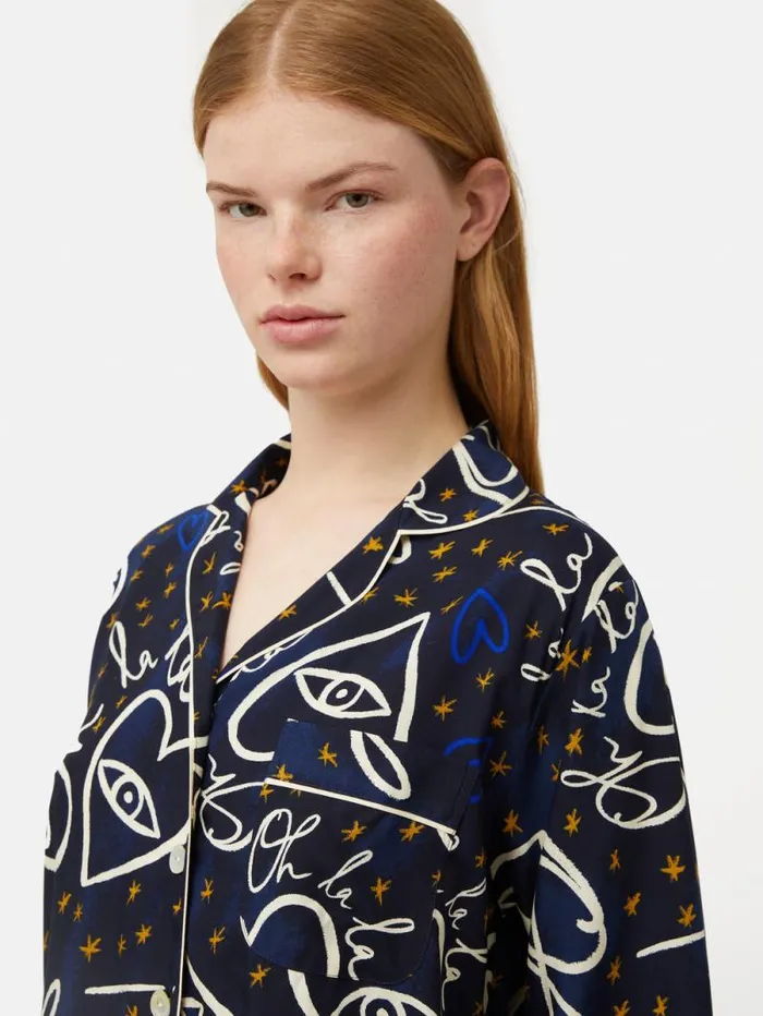 Oh La La Modal Pyjama Navy Women Jigsaw Pyjamas and Loungewear