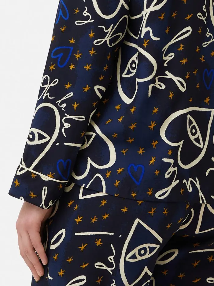 Oh La La Modal Pyjama Navy Women Jigsaw Pyjamas and Loungewear