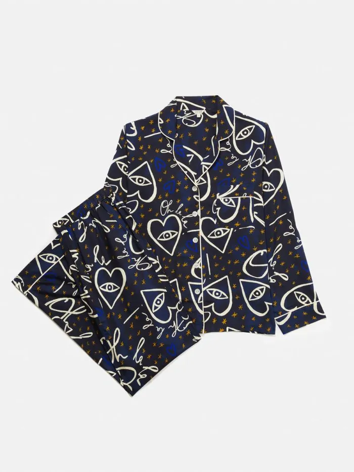 Oh La La Modal Pyjama Navy Women Jigsaw Pyjamas and Loungewear