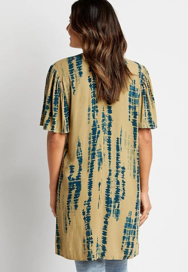 Olive Tie Dye Flutter Sleeve Kimono Women Maurices Tops