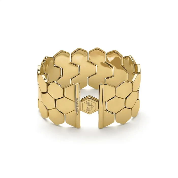 Olivia Burton Bracelets Women Honeycomb Gold Plated Cuff Bracelet
