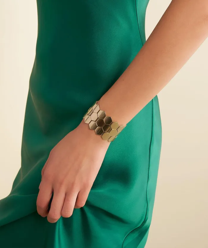 Olivia Burton Bracelets Women Honeycomb Gold Plated Cuff Bracelet