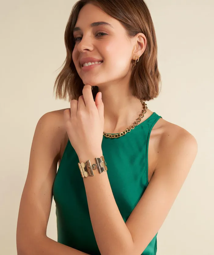 Olivia Burton Bracelets Women Honeycomb Gold Plated Cuff Bracelet