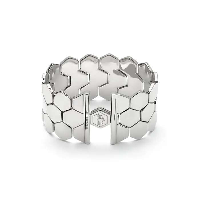 Olivia Burton Bracelets Women Honeycomb Silver Tone Cuff Bracelet