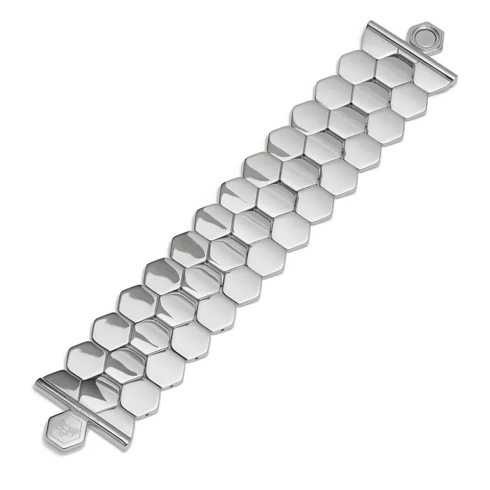 Olivia Burton Bracelets Women Honeycomb Silver Tone Cuff Bracelet