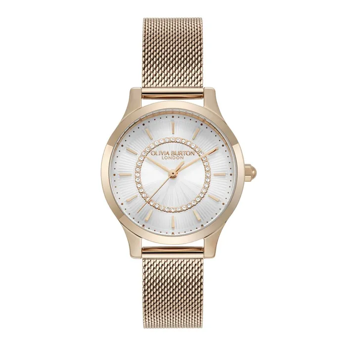 Olivia Burton Classic Watches Women 36mm Wonderlust White and Rose Gold Mesh Watch