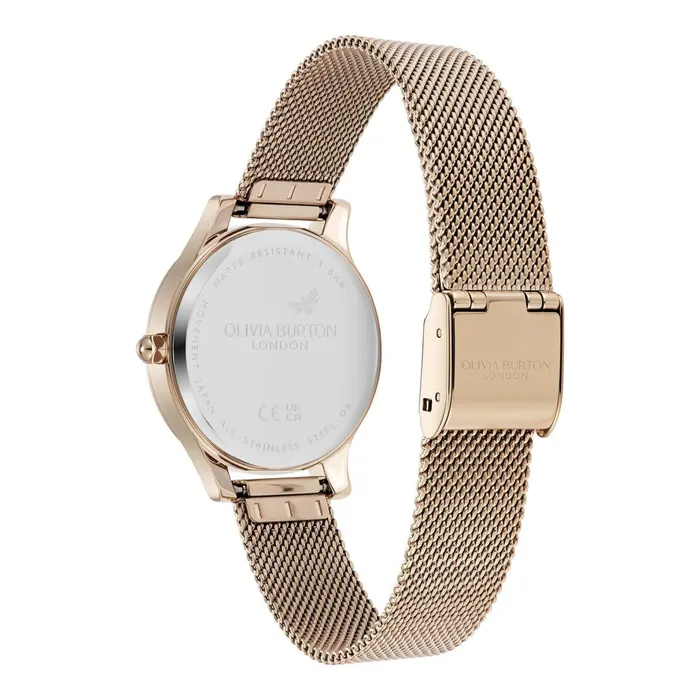 Olivia Burton Classic Watches Women 36mm Wonderlust White and Rose Gold Mesh Watch