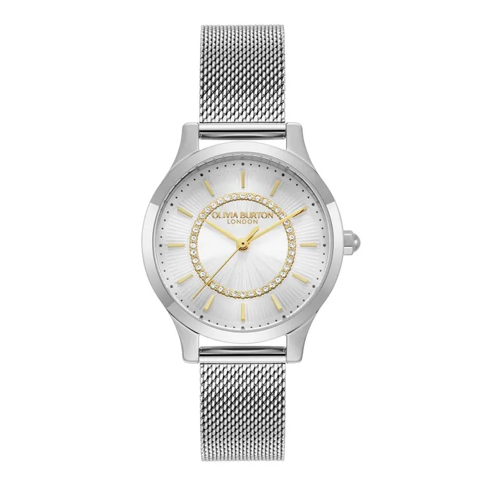 Olivia Burton Classic Watches Women 36mm Wonderlust White and Silver Mesh Watch