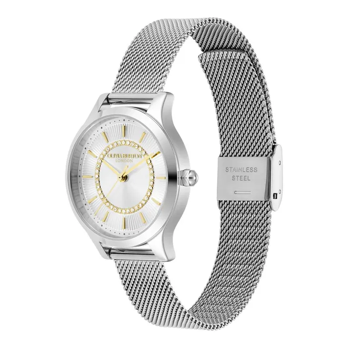 Olivia Burton Classic Watches Women 36mm Wonderlust White and Silver Mesh Watch
