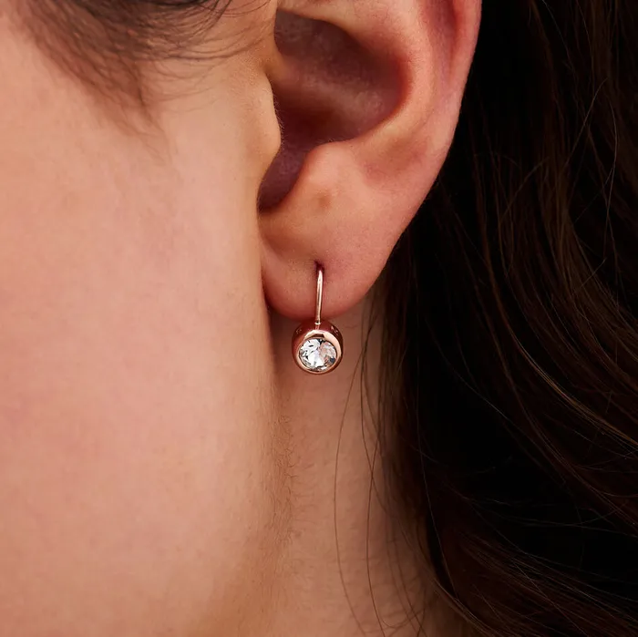Olivia Burton Earrings Women Rose Gold Bezel Drop Earrings